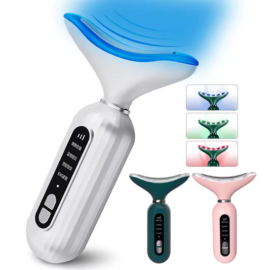 LED Neck & Face Beauty Device with photon therapy lights.