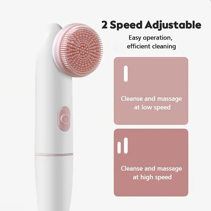 Waterproof electric facial cleanser with sonic vibration technology.