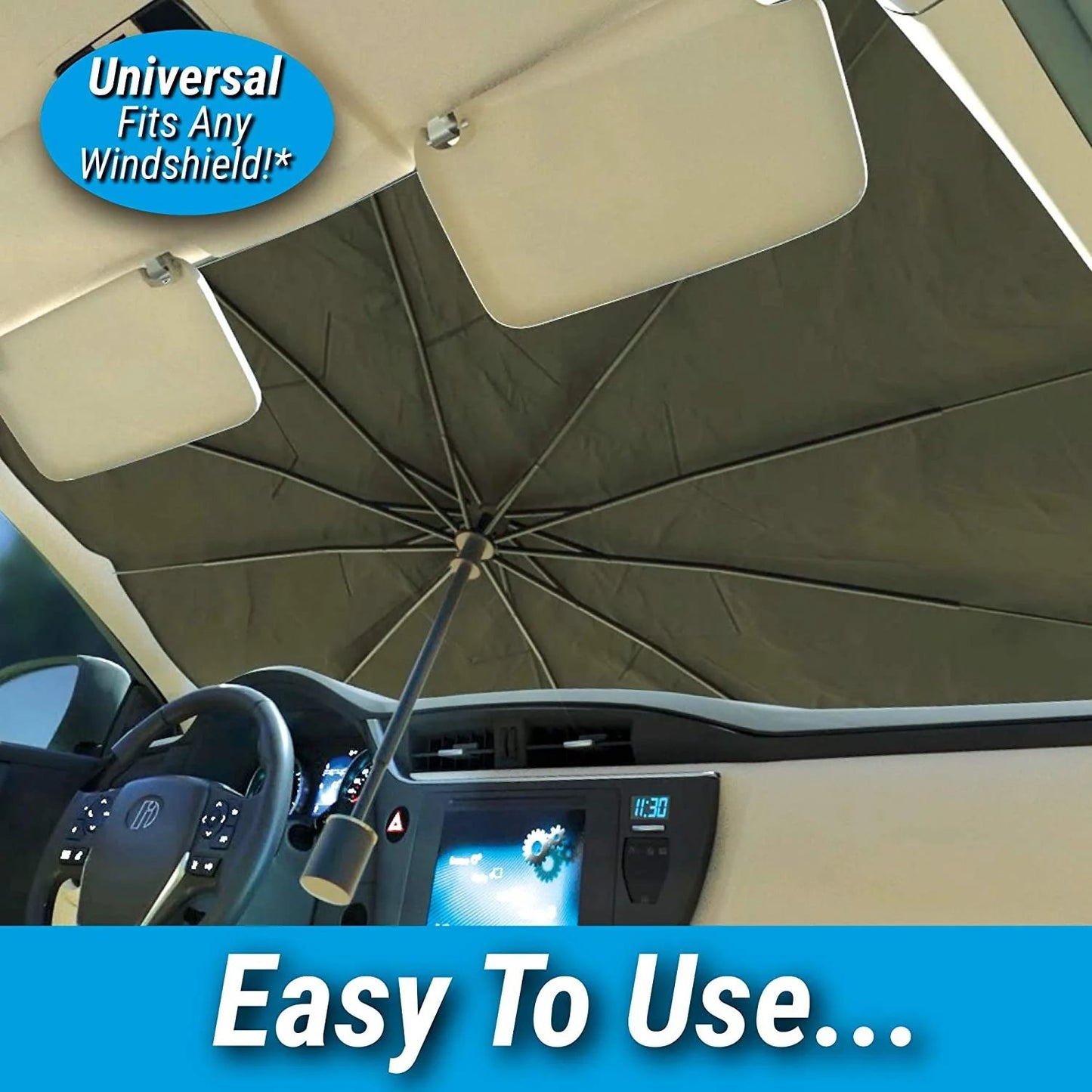 Foldable car windshield sun shade for UV protection