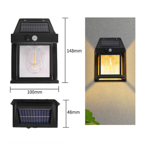 Waterproof solar-powered wall light for garden and patio