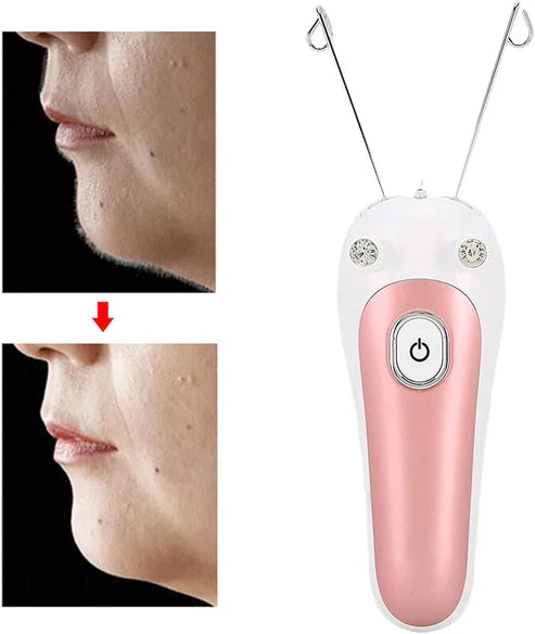 Electric facial threading hair remover with rechargeable design – safe for sensitive skin