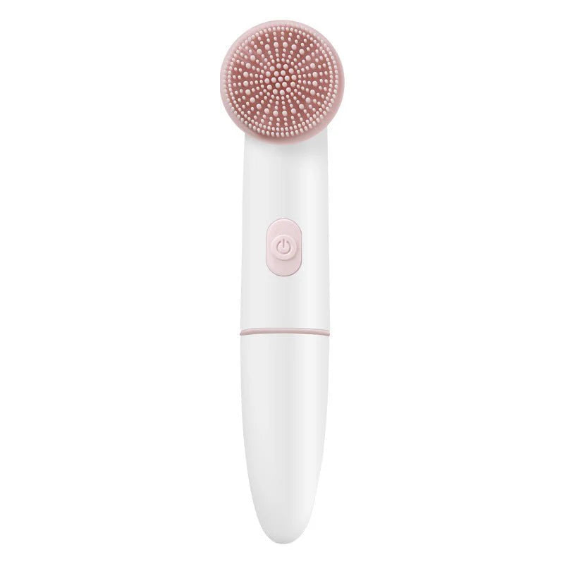 Close-up of sonic vibration silicone facial cleansing device.
