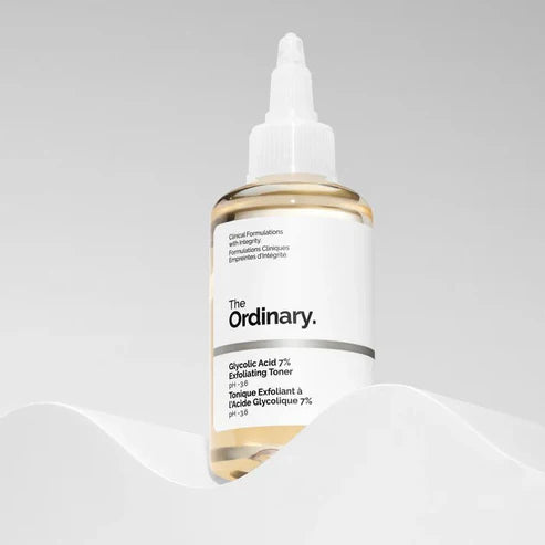 Glycolic Acid Original skincare solution placed on bathroom counter