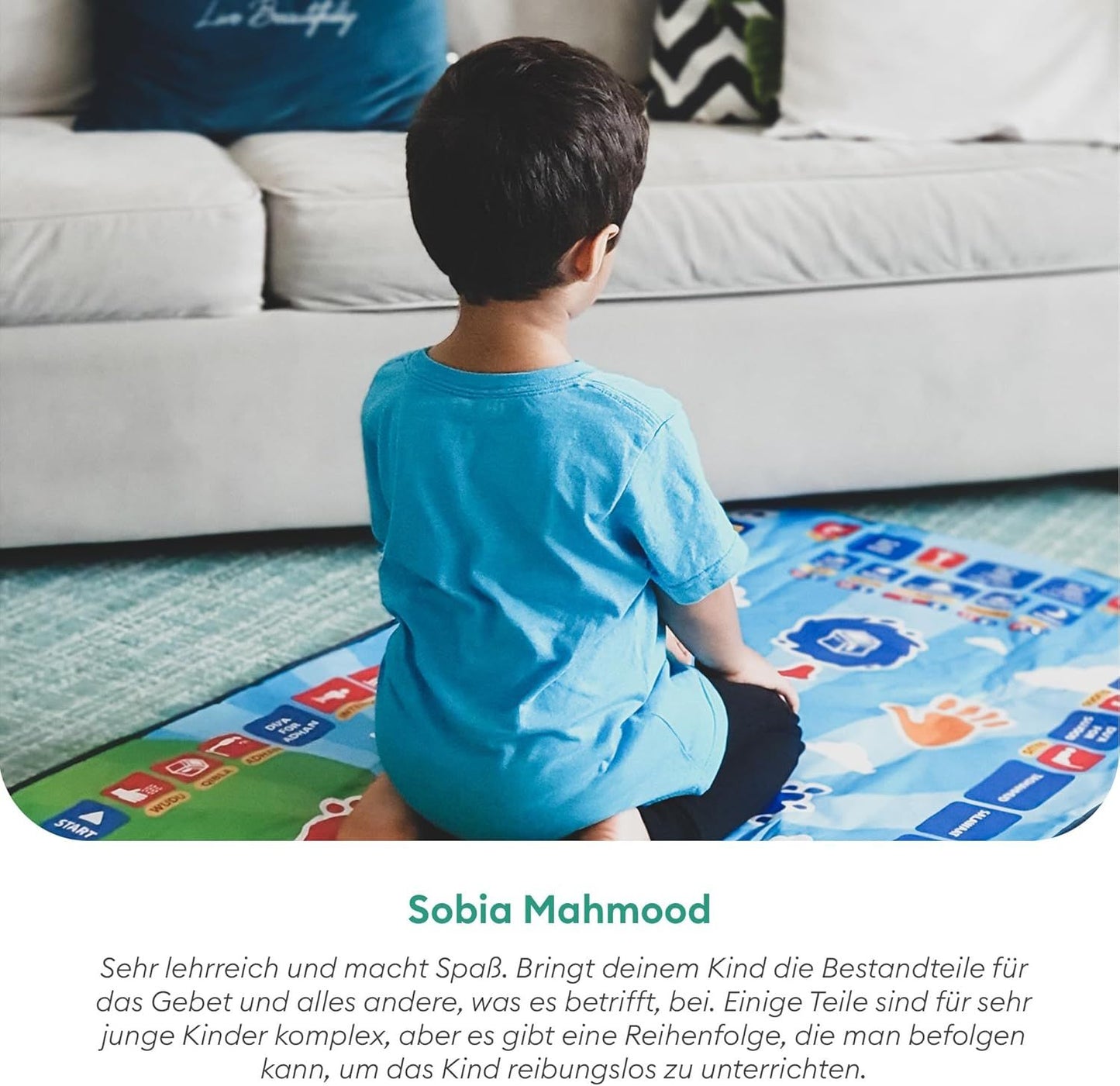 Educational Muslim prayer mat for kids