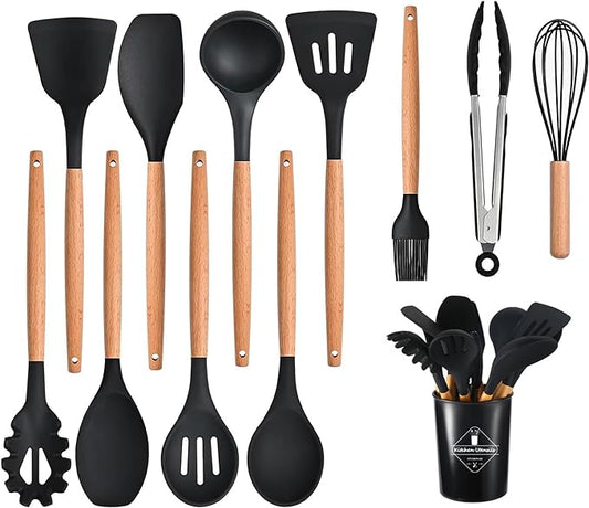 Non-stick kitchen utensil set for cooking and baking