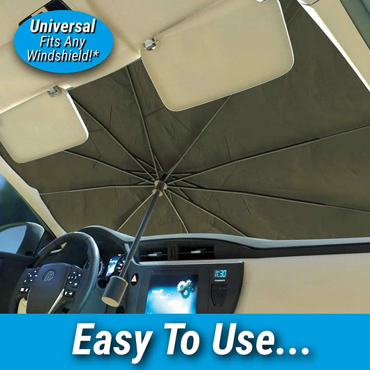 Foldable car windshield sun shade for UV protection