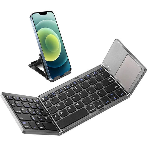 Rechargeable foldable Bluetooth keyboard for tablets and phones