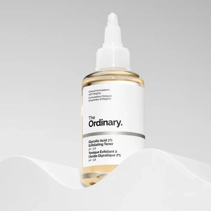 Glycolic Acid Original skincare solution placed on bathroom counter