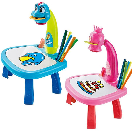 LED projector art painting table for kids with drawing slides and markers