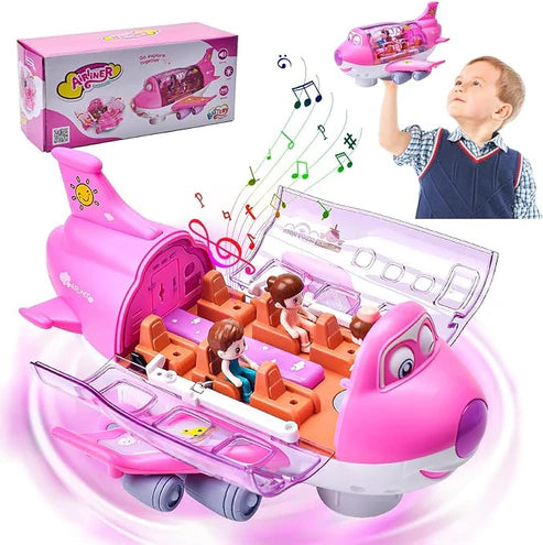 Electric airplane toy with spinning action and lights